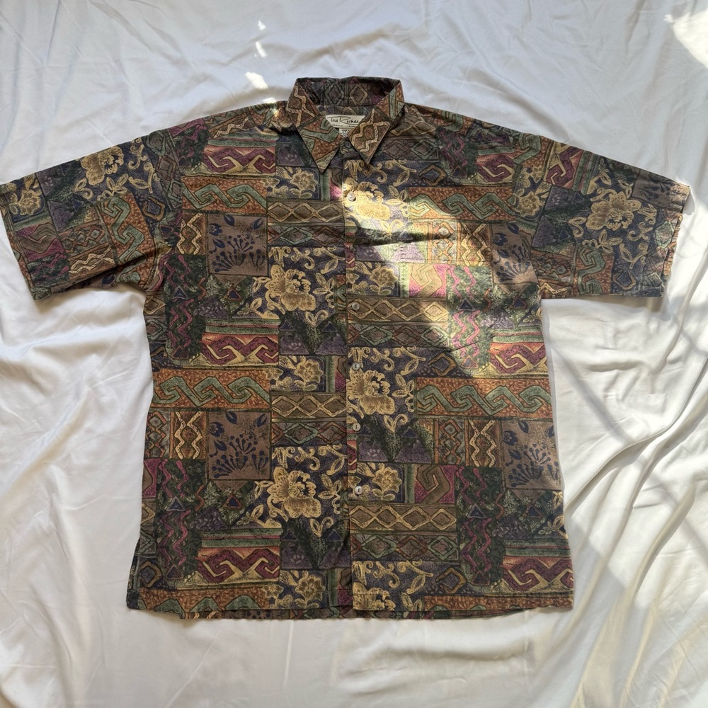 Vintage 1990s Tori Richard Honolulu Abstract‎ Aloha Shirt Made in USA Size M